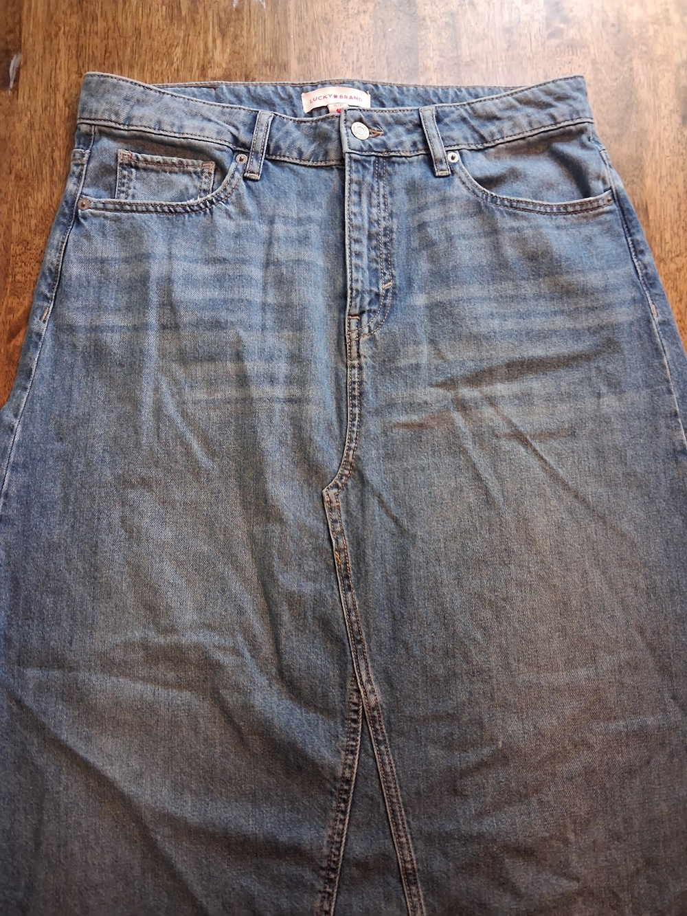 Lucky Brand Light Blue Denim Maxi Skirt with Raw Hem 12/31 - Picture 3 of 8